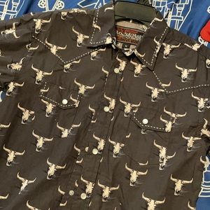 Cowboy western long sleeved shirt with Longhorns